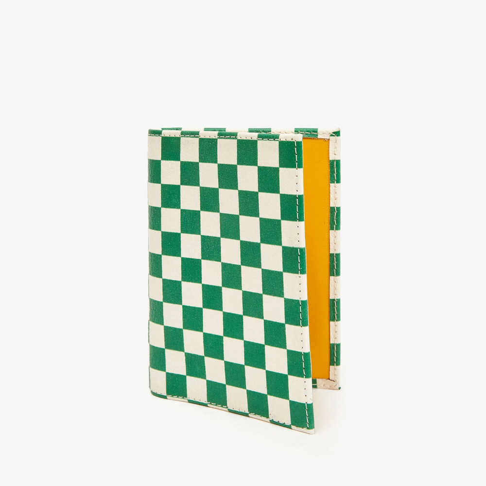 Travel in style with the Fern & Ivory Checker Chantal Passport Sleeve from Clare V, available at Harbour Thread 
