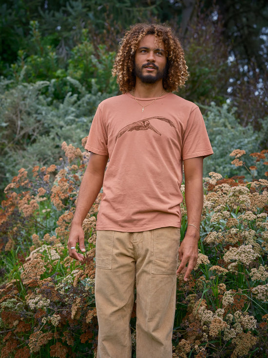 front view of man wearing the short sleeve Pelican Tee by Mollusk