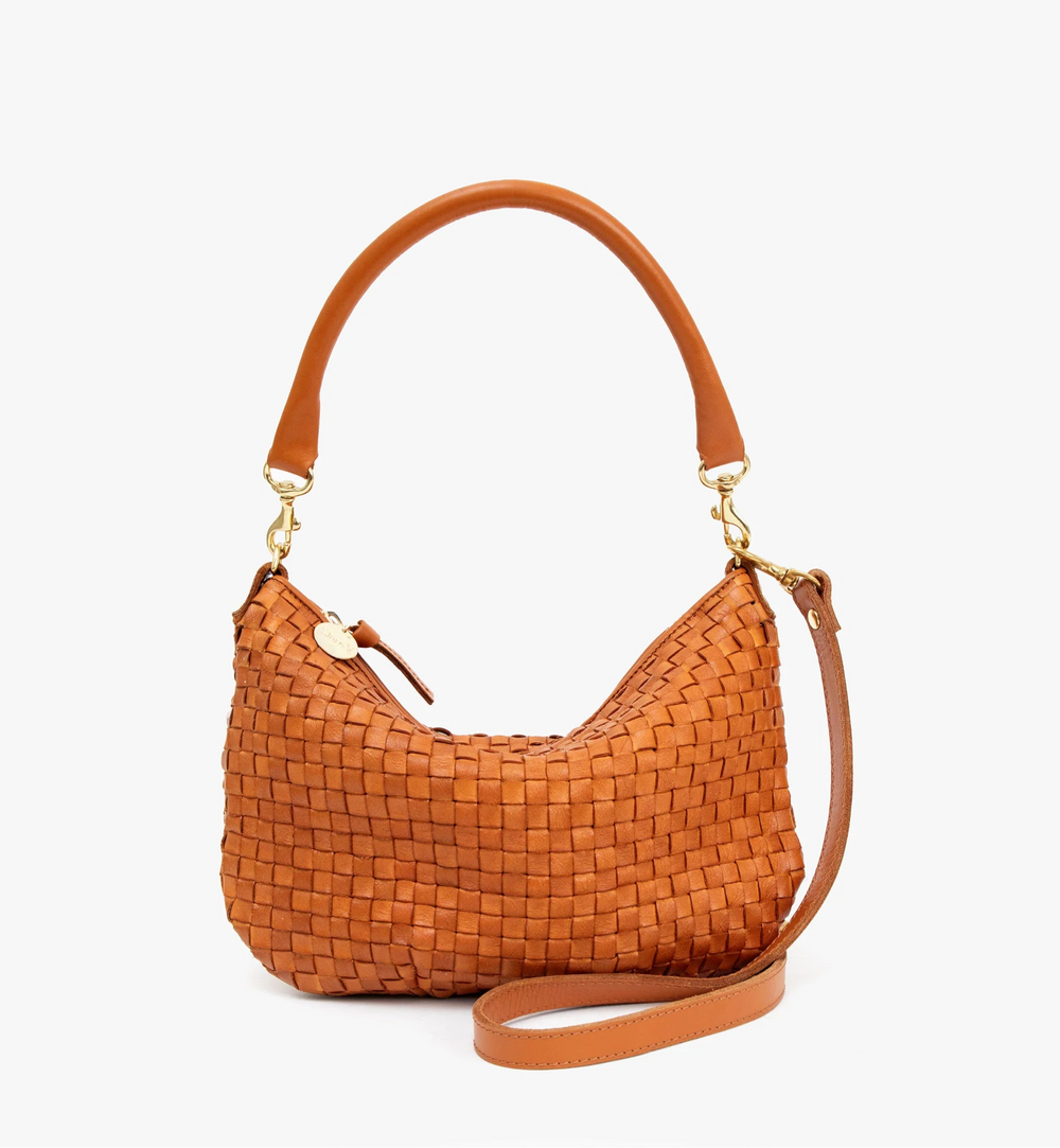 Natural Woven Checker Petit Moyen Messenger from Clare V.