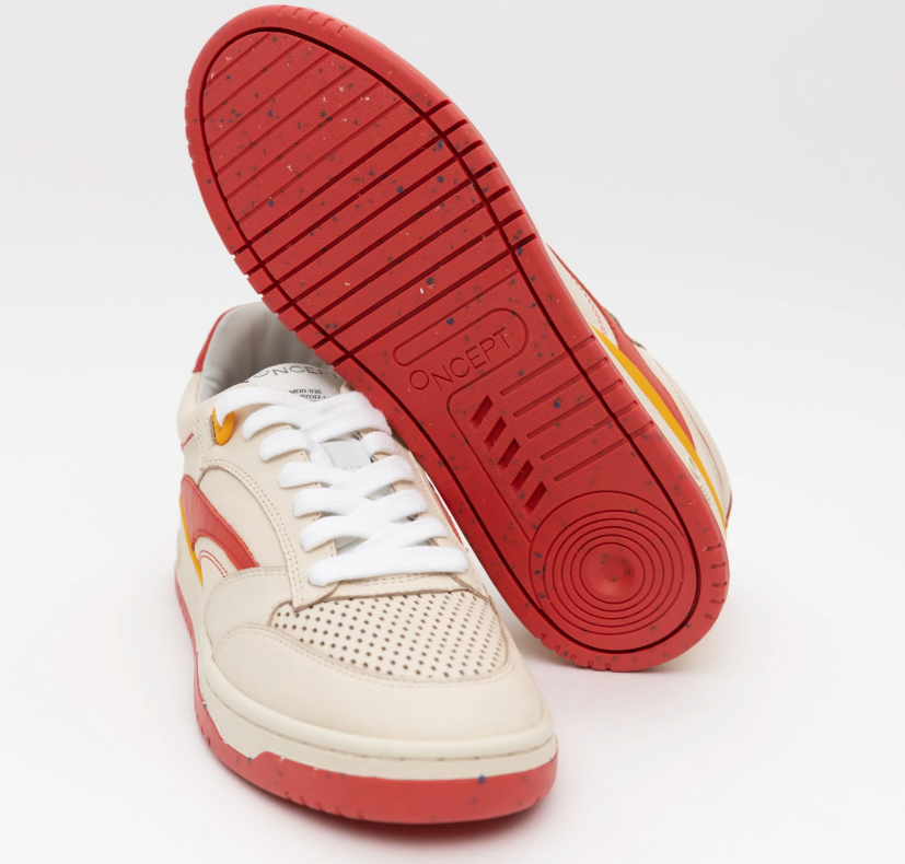 
                      
                        Top and bottom view of the Retro Red Preston Sneaker by Oncept
                      
                    