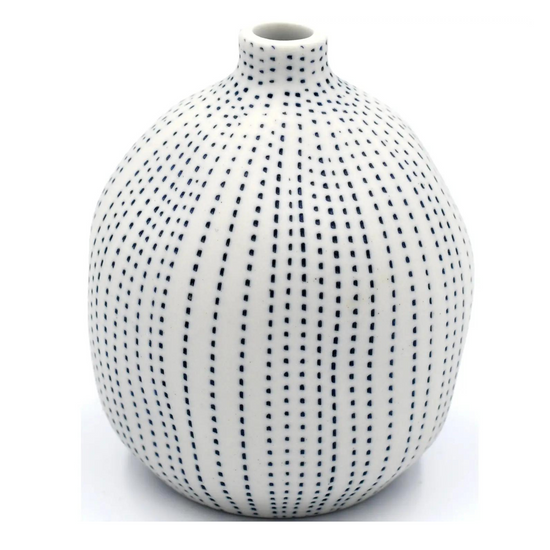 Dashed Stripe Porcelain Bud Vase