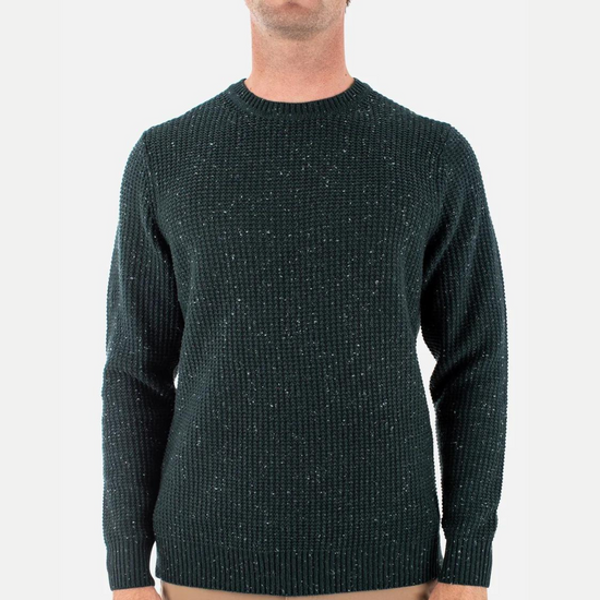 Men's dark green speckled crewneck sweater