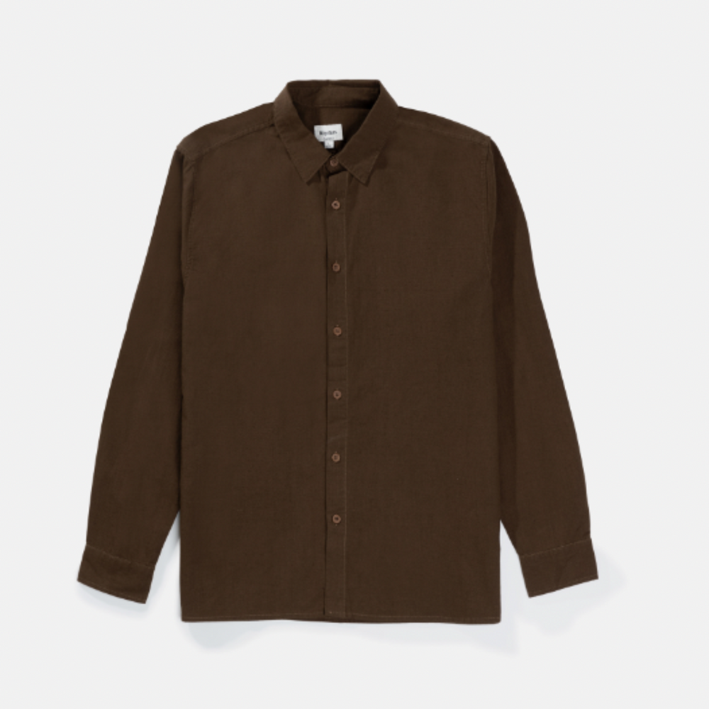 Rhythm Classic Linen Long Sleeve Shirt - Chocolate