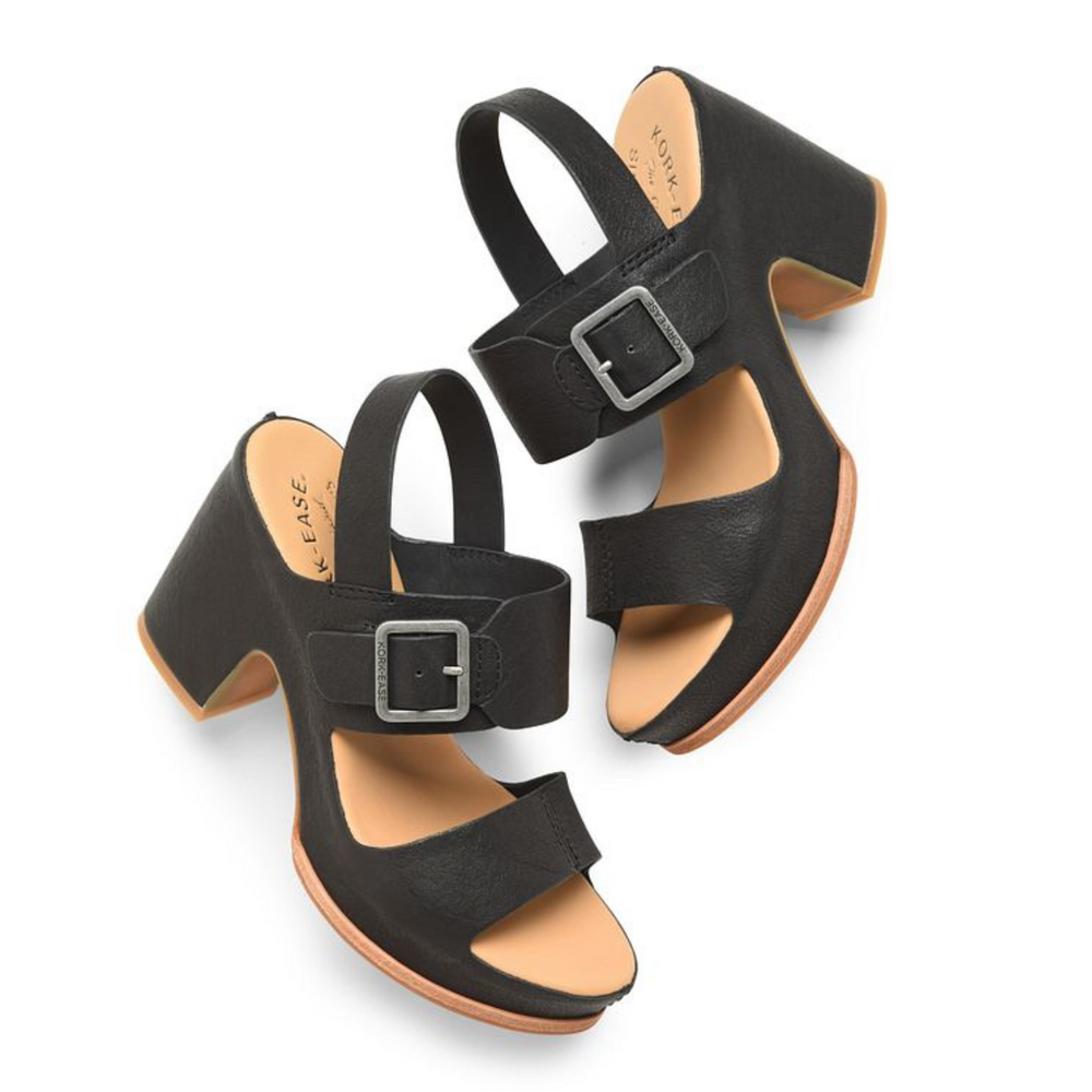 The San Carlos Platform Slingback Black Sandal by Kork-Ease