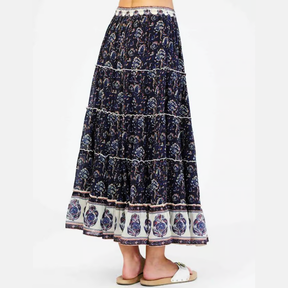 
                      
                        Back view of the Seren Printed Maxi Skirt by M.A.B.E., sold at Harbour Thread
                      
                    