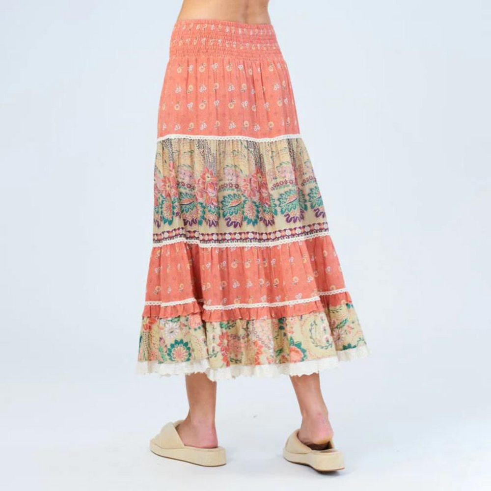 
                      
                        Back view of the Dulcie Printed Skirt by M.A.B.E.
                      
                    