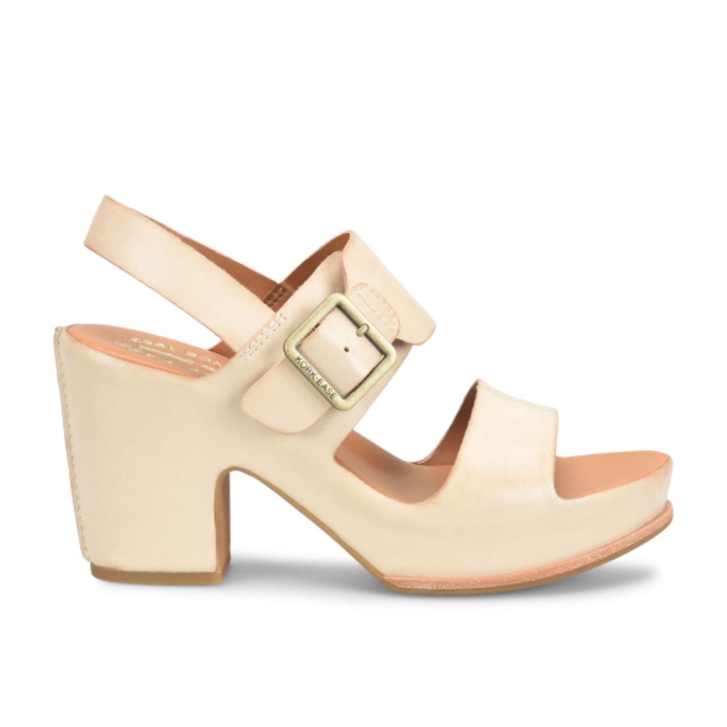 Side view of the Kork-Ease San Carlos Platform Slingback in the color Cream