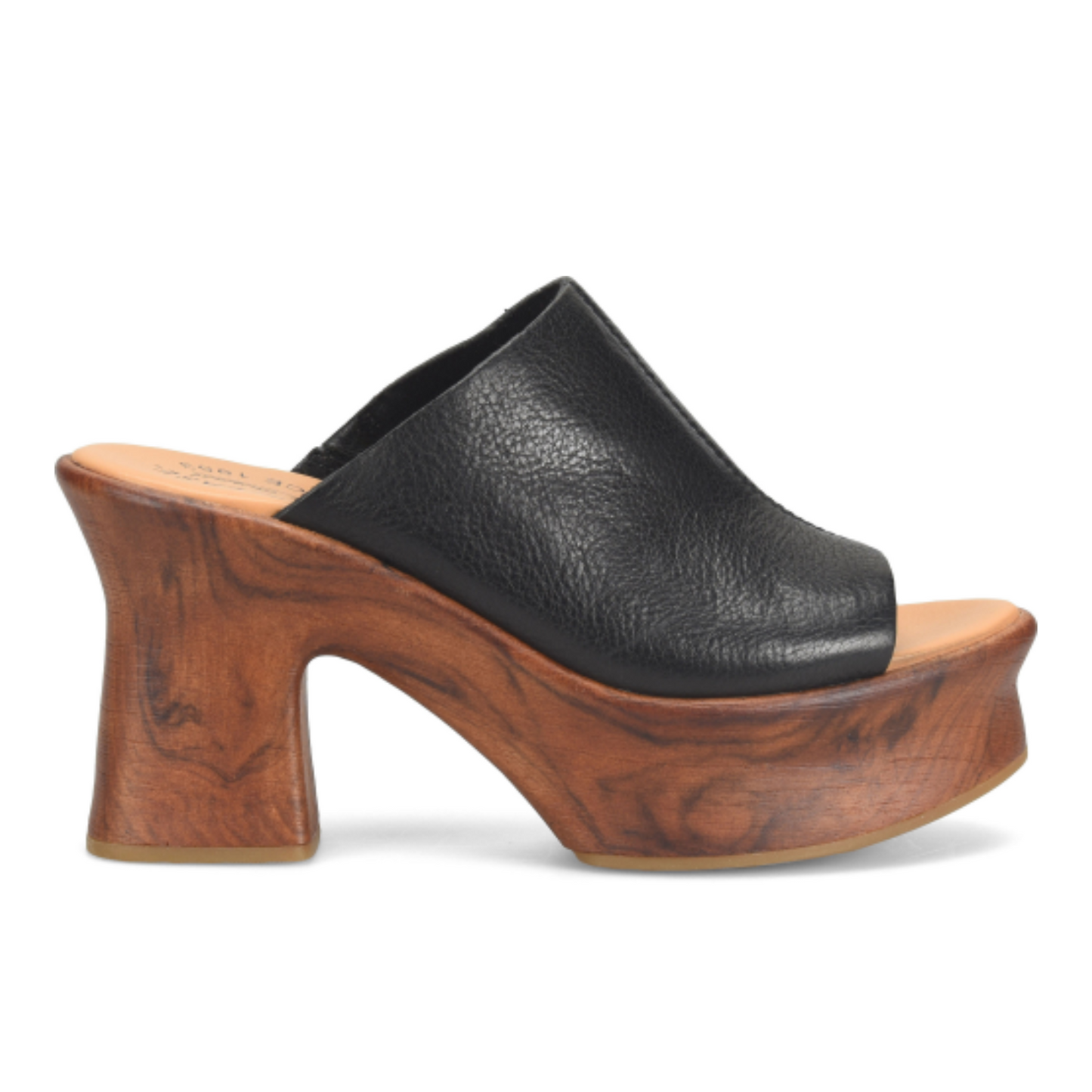 Side view of the Kork-Ease Cassia Clog in Black Leather