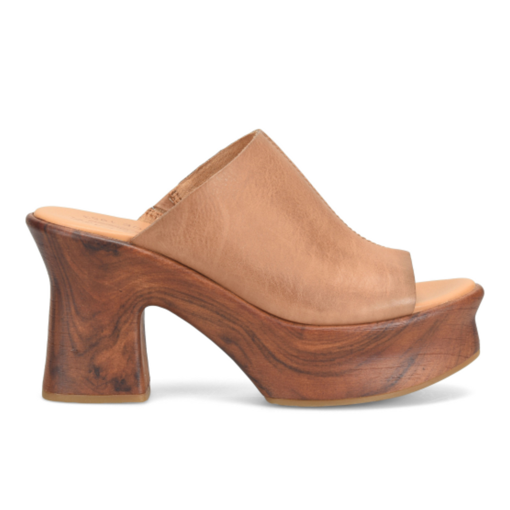 
                      
                        Side profile view of the brown leather Cassia Clog Platform Sandal by Kork-Ease
                      
                    