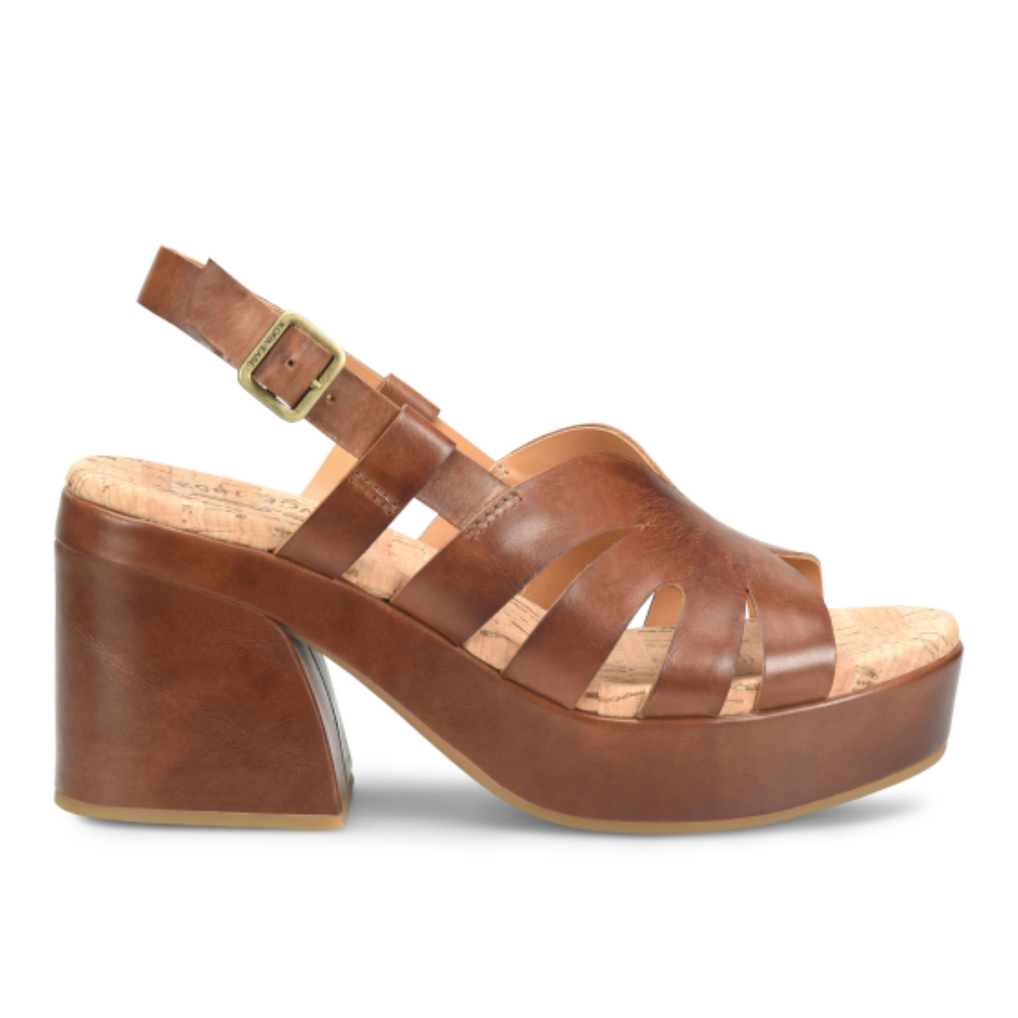 Side view of The Kork-Ease Paschal Slingback Sandal in Brown Leather