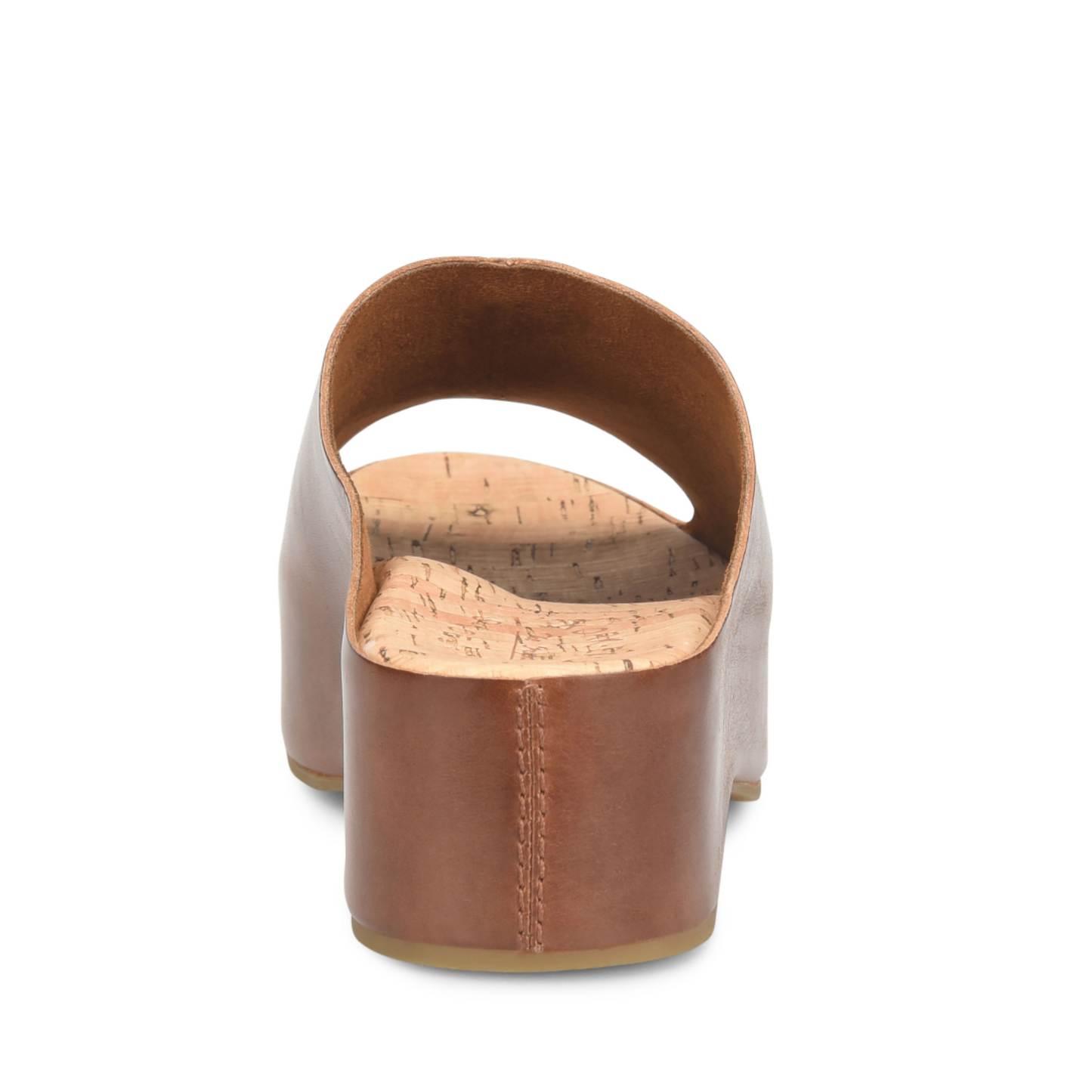 Back view of the Women's brown leather flatform slide sandal by Kork-Ease