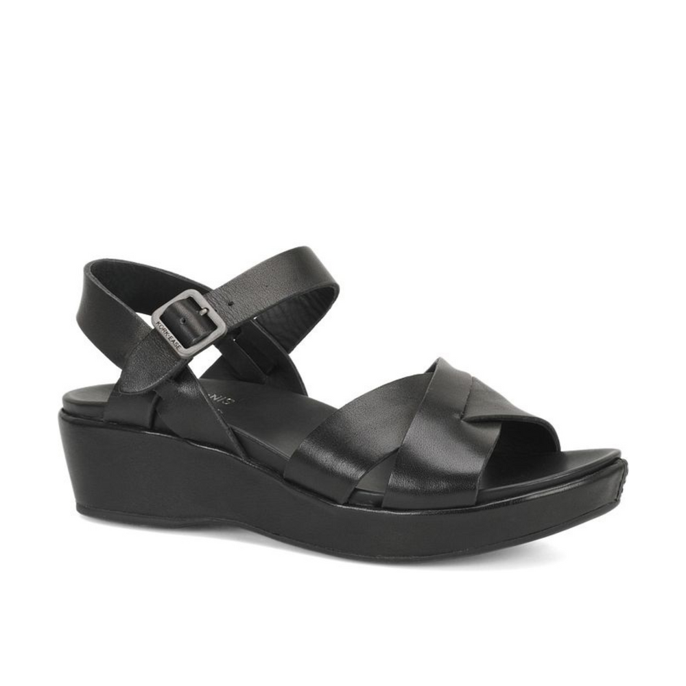 Kork-Ease Myrna 2.0 Black Leather Ankle Strap Sandal 