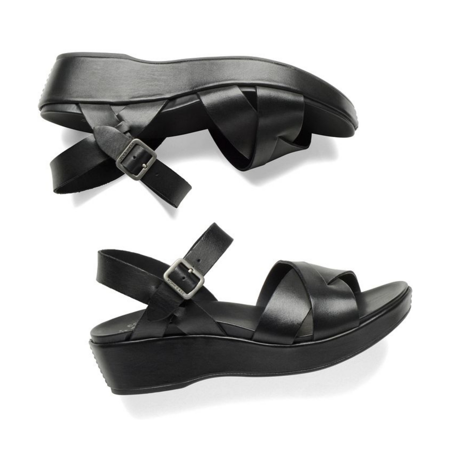 Kork-Ease Myrna 2.0 Black Leather Ankle Strap Sandal