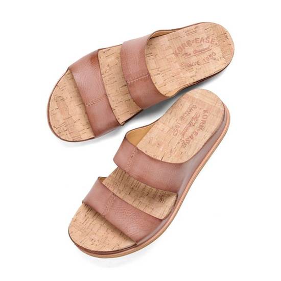The Kork-Ease Tutsi Dual Band Sandal in Brown Leather