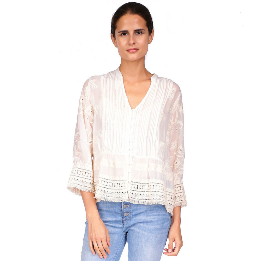 Johnny Was Molly Isabel Blouse - Natural