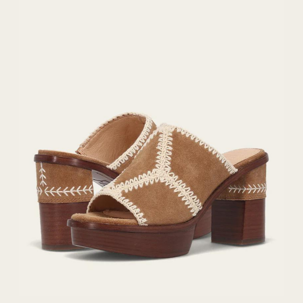 
                      
                        FRYE's Pipa Crochet Platform Sandal in the color Almond
                      
                    