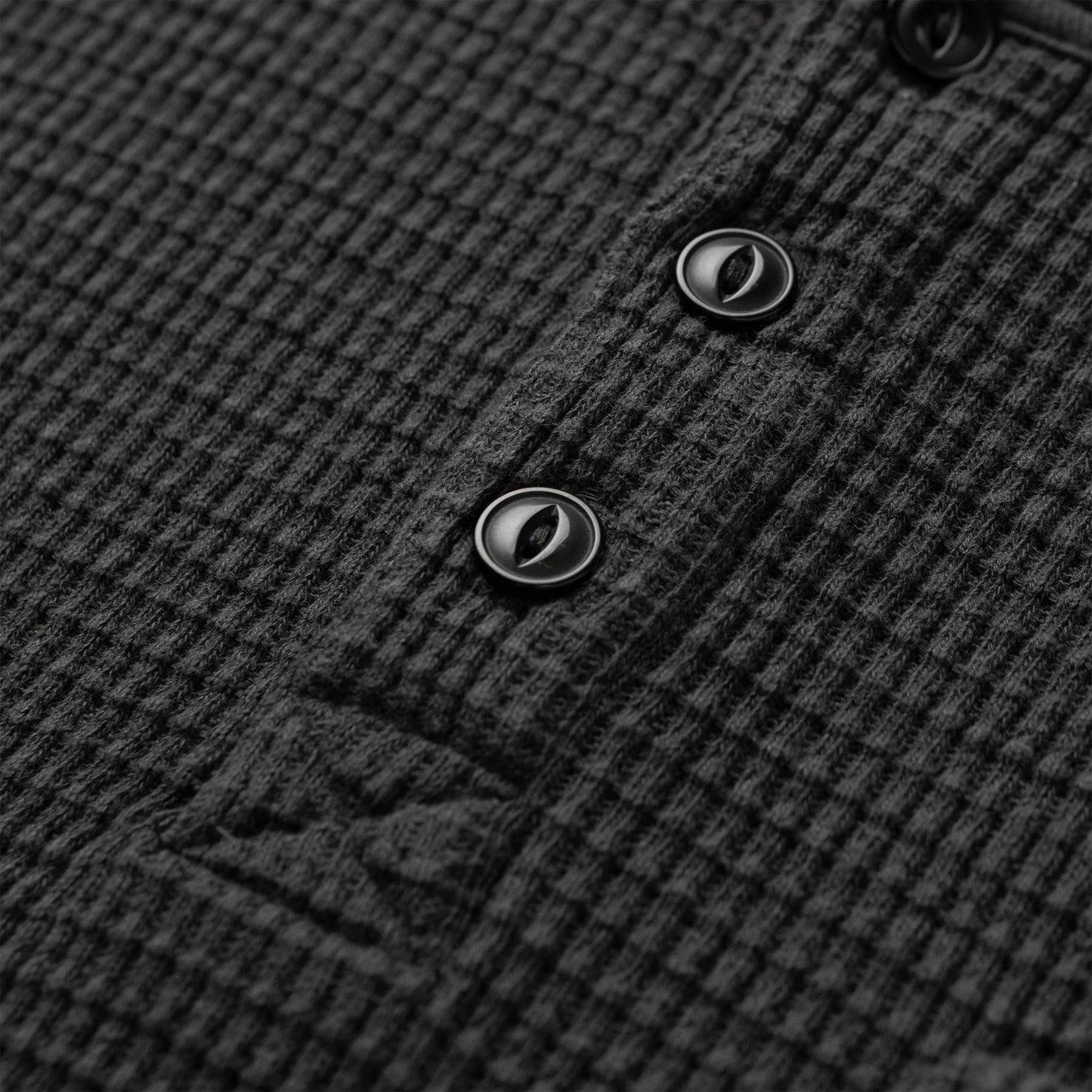 Men's black thermal henley shirt