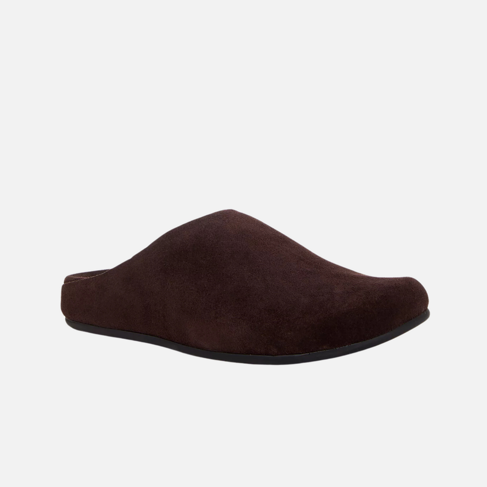 Jeffrey Campbell's CONTENT is a minimal mule slide in a dark brown suede