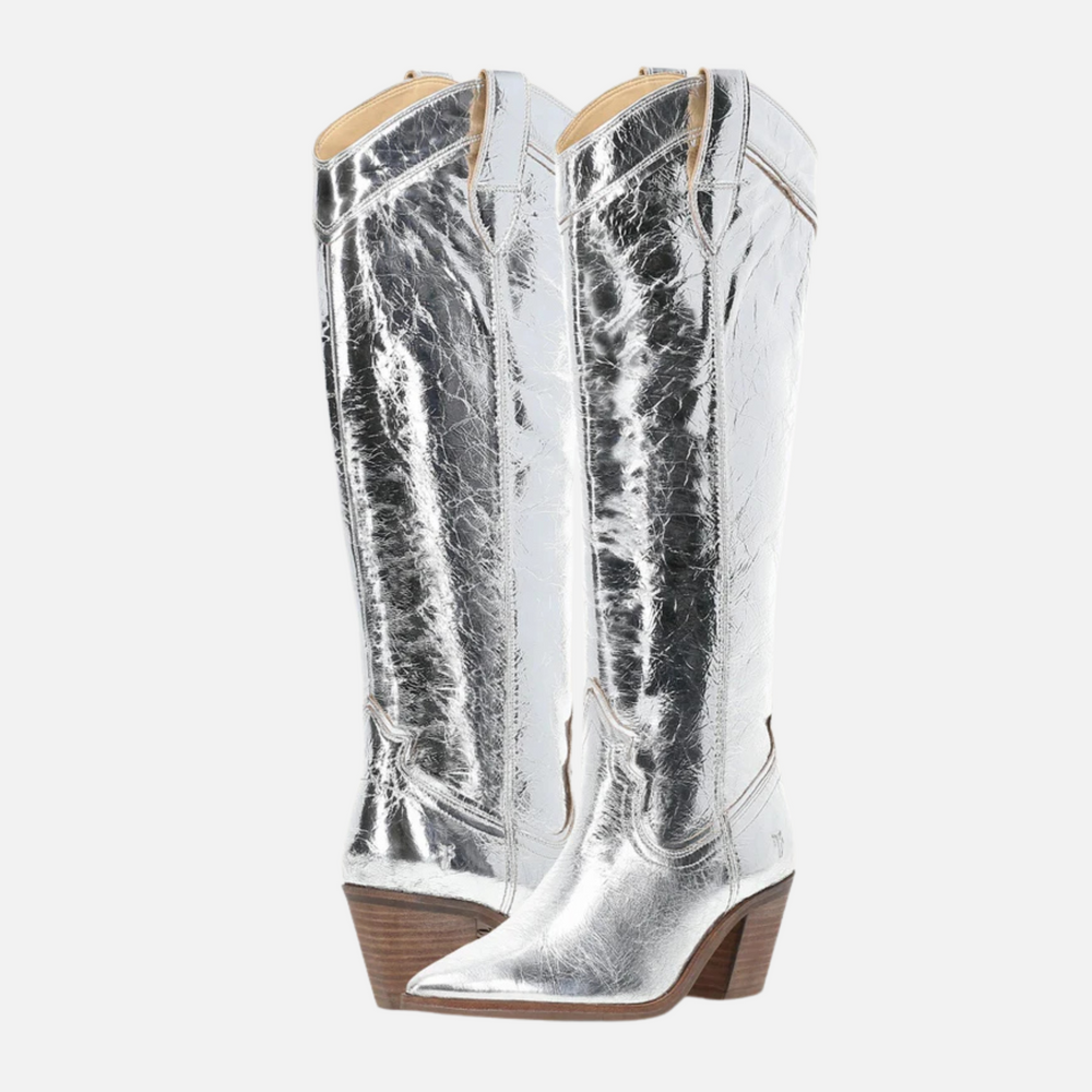 
                      
                        FRYE Sara Western Tall Boot in Silver Metallic at Harbour Thread
                      
                    