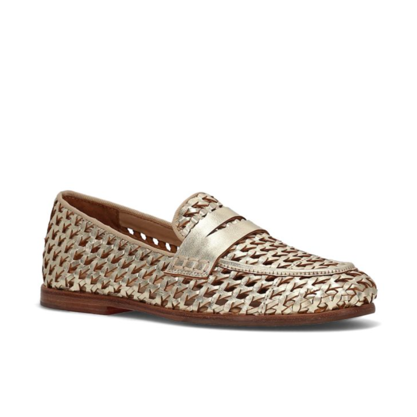 The FRYE Faith Woven Loafer in Gold