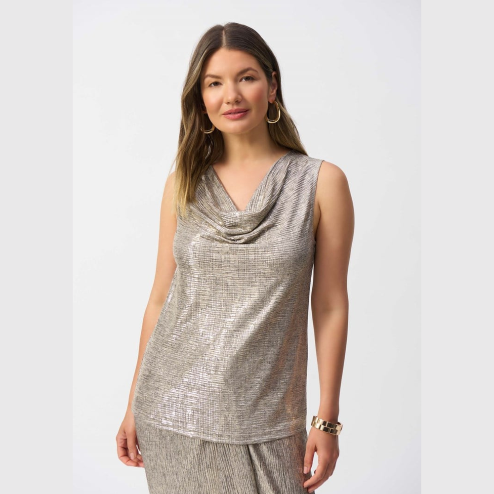 Joseph Ribkoff Foiled Melange Knit Sleeveless Top