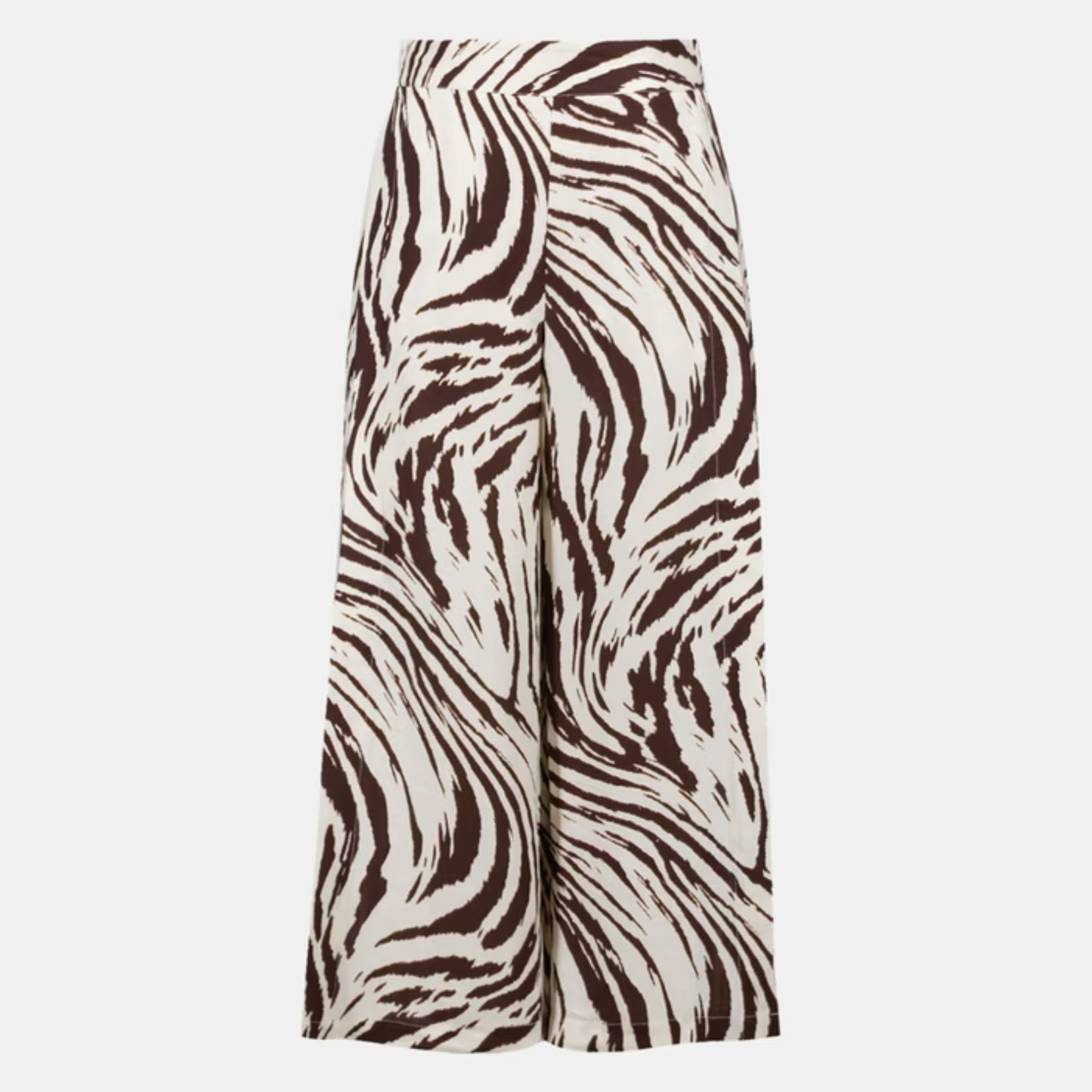 Joseph Ribkoff Linen Blend Animal Print Culotte Pants in Brown/Beige