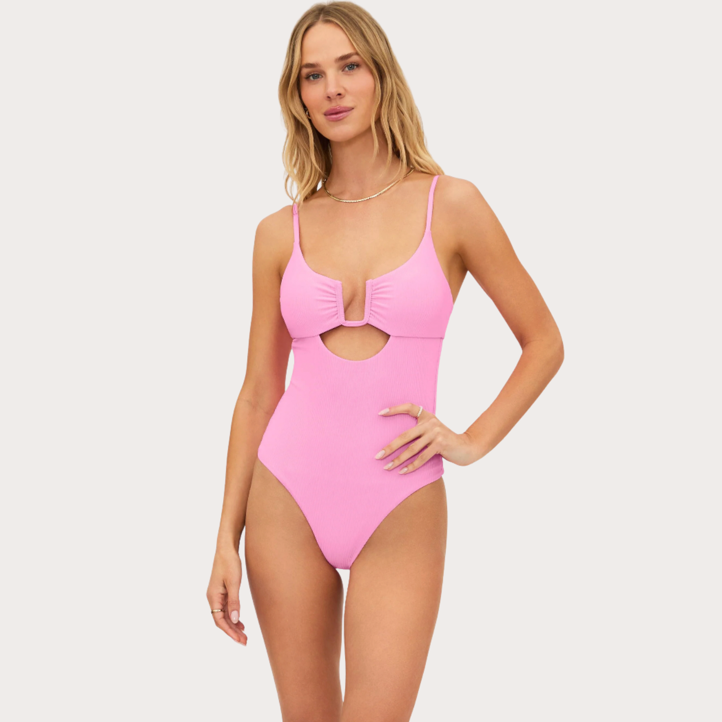 Beach Riot Lindy One Piece in Peak Pink