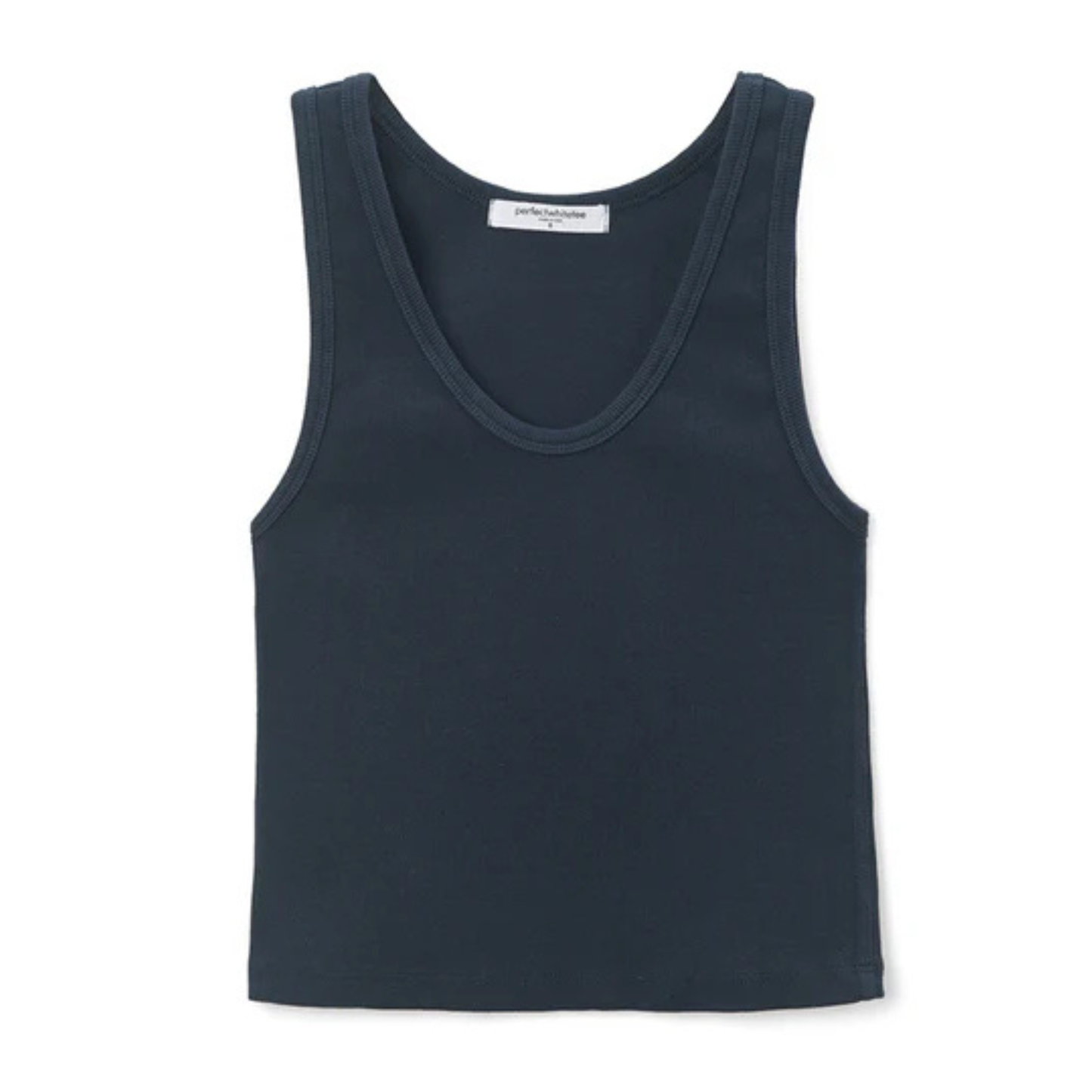 Perfect White Tee Blondie Structured Rib Tank in Navy