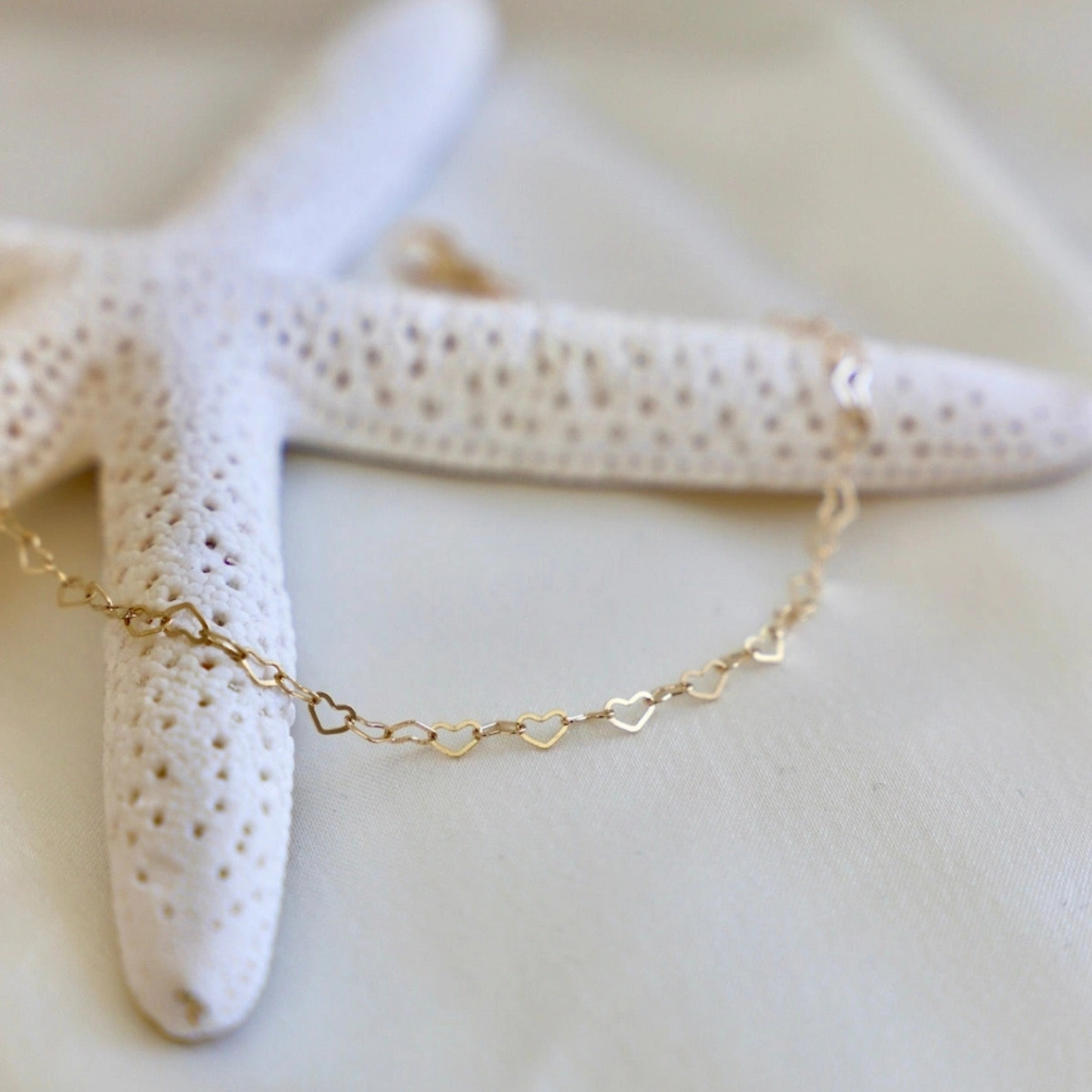 Gold filled dainty heart chain necklace