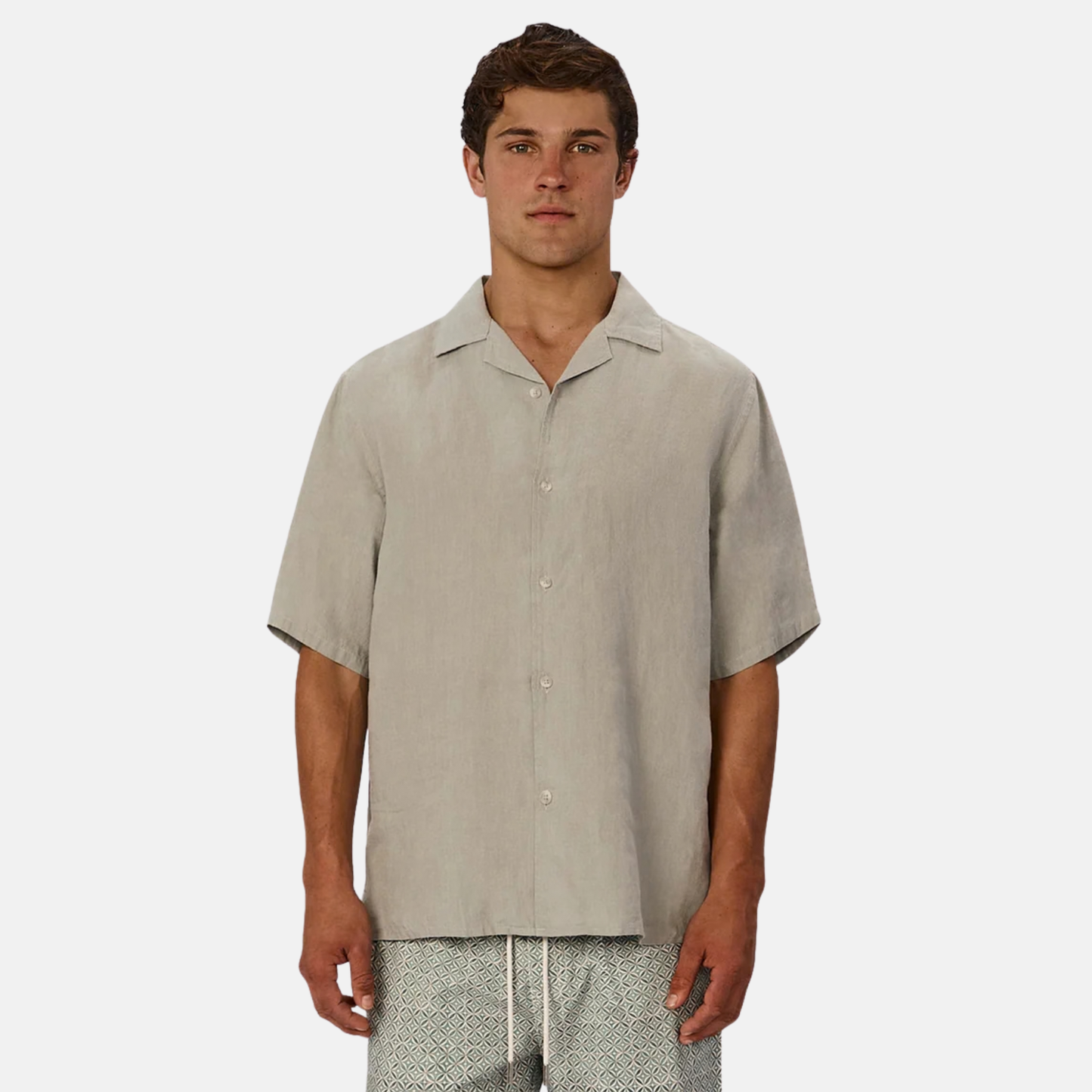 Industrie The St Martins Short Sleeve Linen Shirt in Spruce