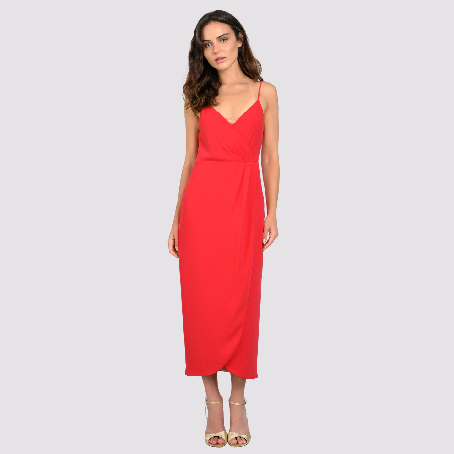 Lavender Brown Tegan Midi Dress - Coral Red / XS Lavender Brown Tegan Midi Dress - Coral Red / XS