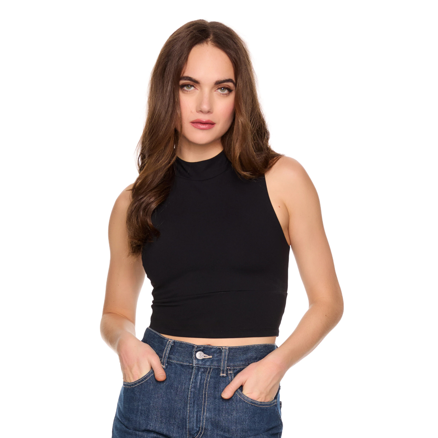 Susana Monaco Mock Sleeveless Top in Black