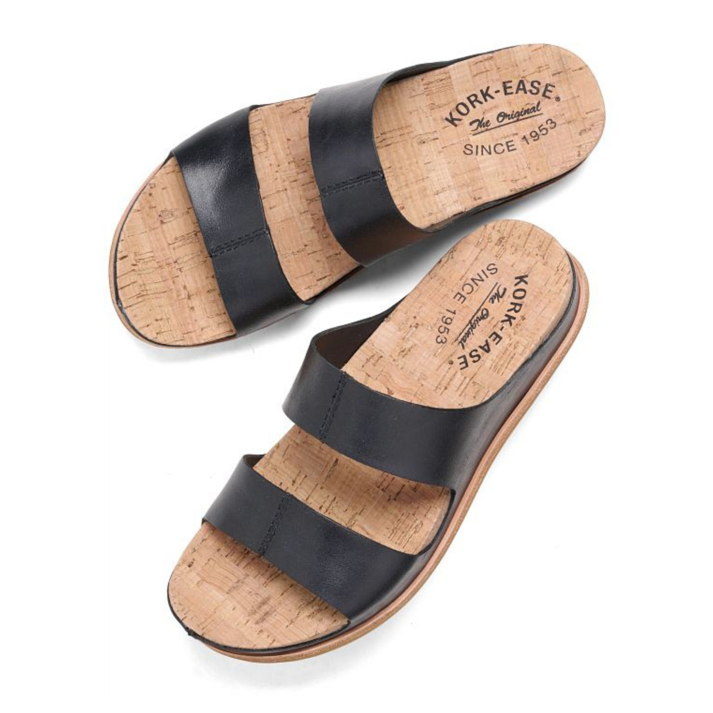 Top view of the Kork-Ease Tutsi Dual Band Sandal in the color Black