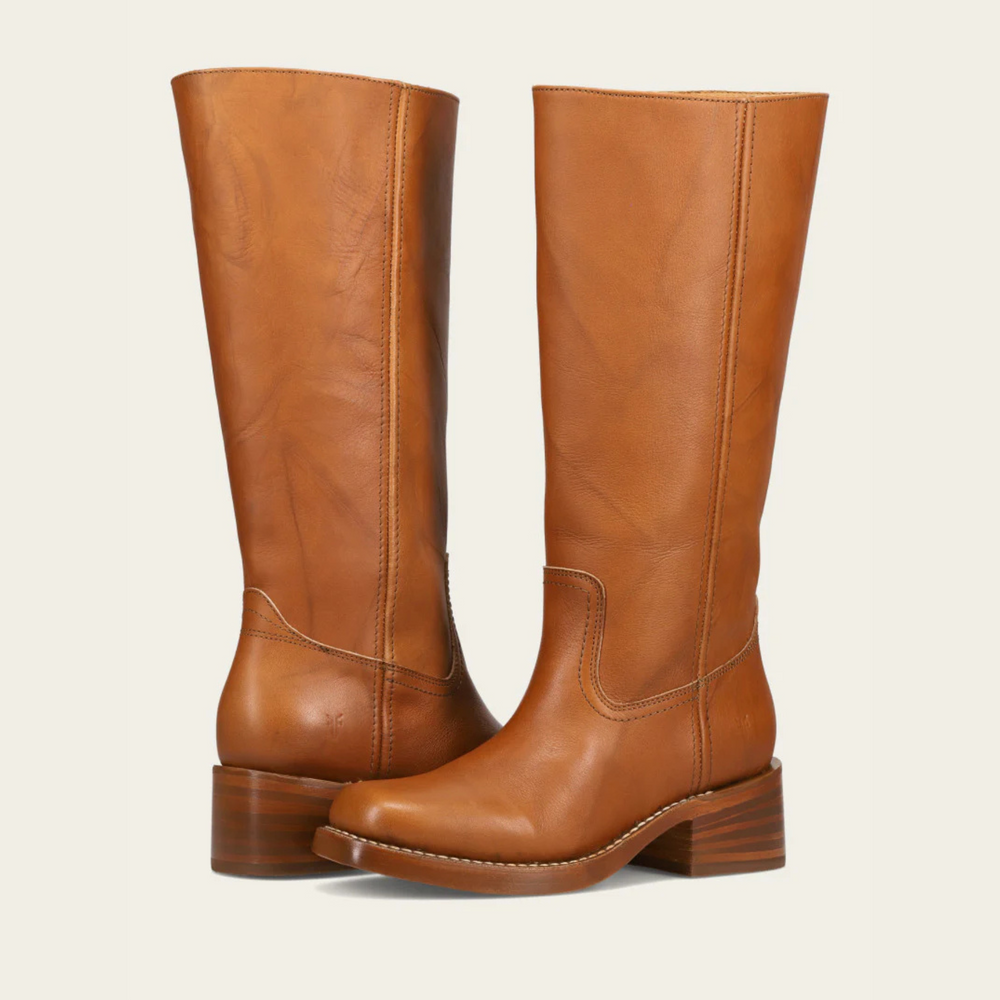 
                      
                        The Frye Campus 14L Wide Calf Boot is available at Harbour Thread boutique in the color Saddle
                      
                    