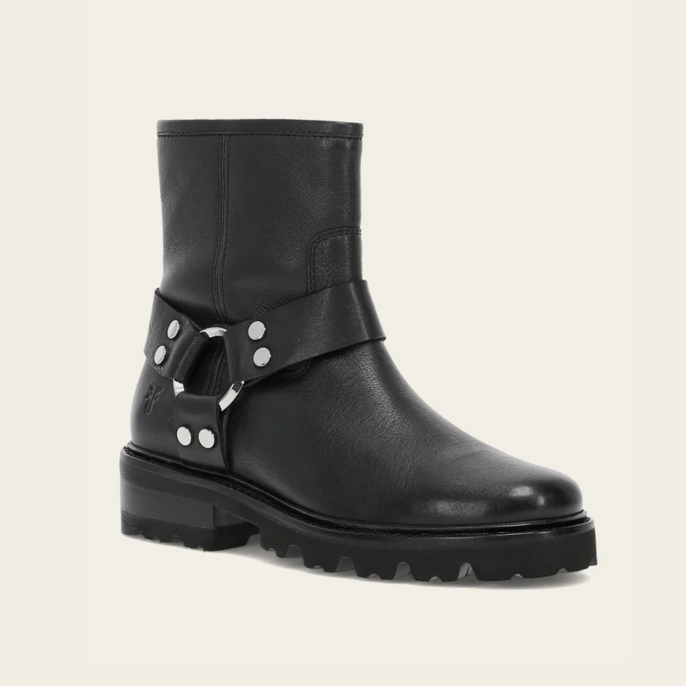 
                      
                        The FRYE Olivia Harness Short ankle boot in the color Black
                      
                    