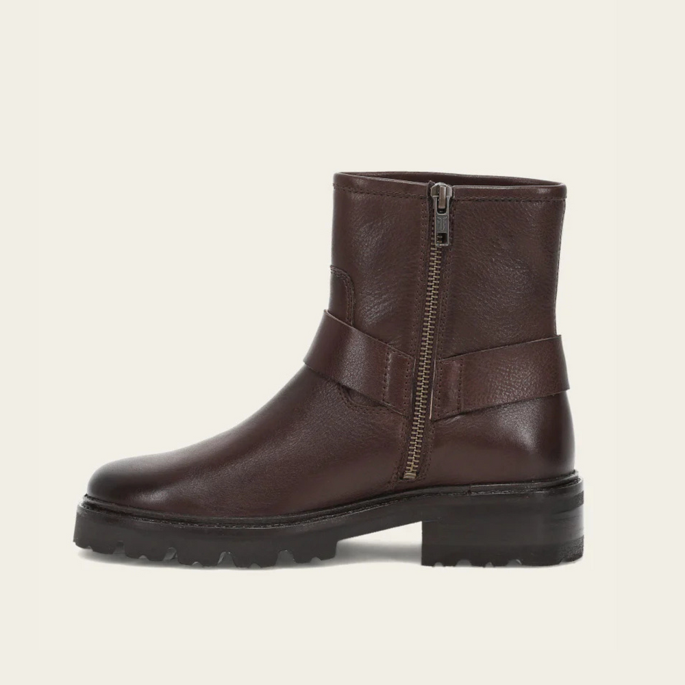 
                      
                        Brown leather Frye boot with interior zip closure
                      
                    