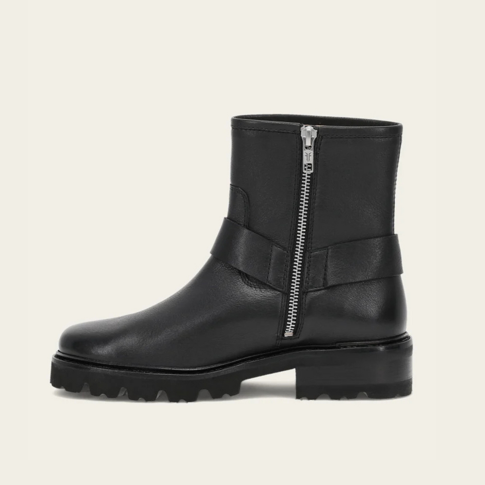 
                      
                        Black leather Frye boot with interior zip closure
                      
                    