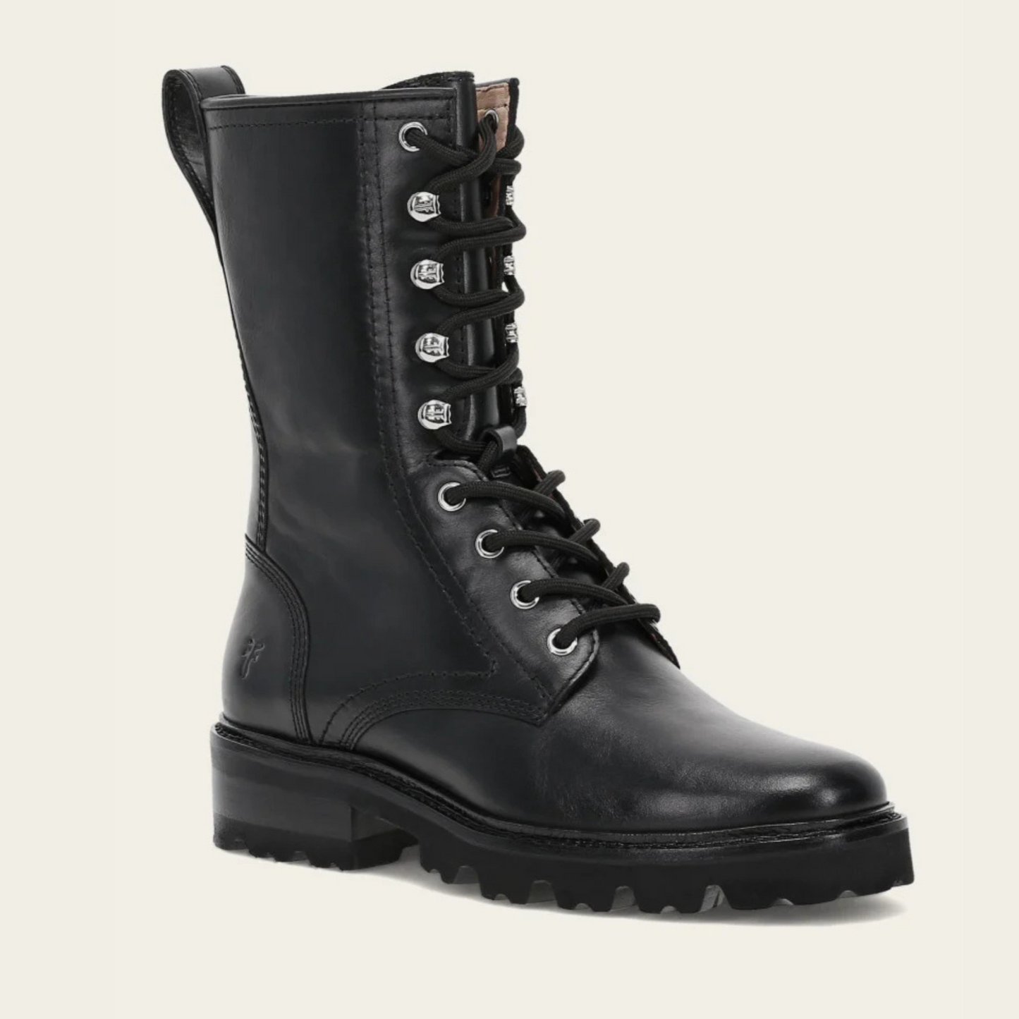 The FRYE Oliva Combat in Black Leather