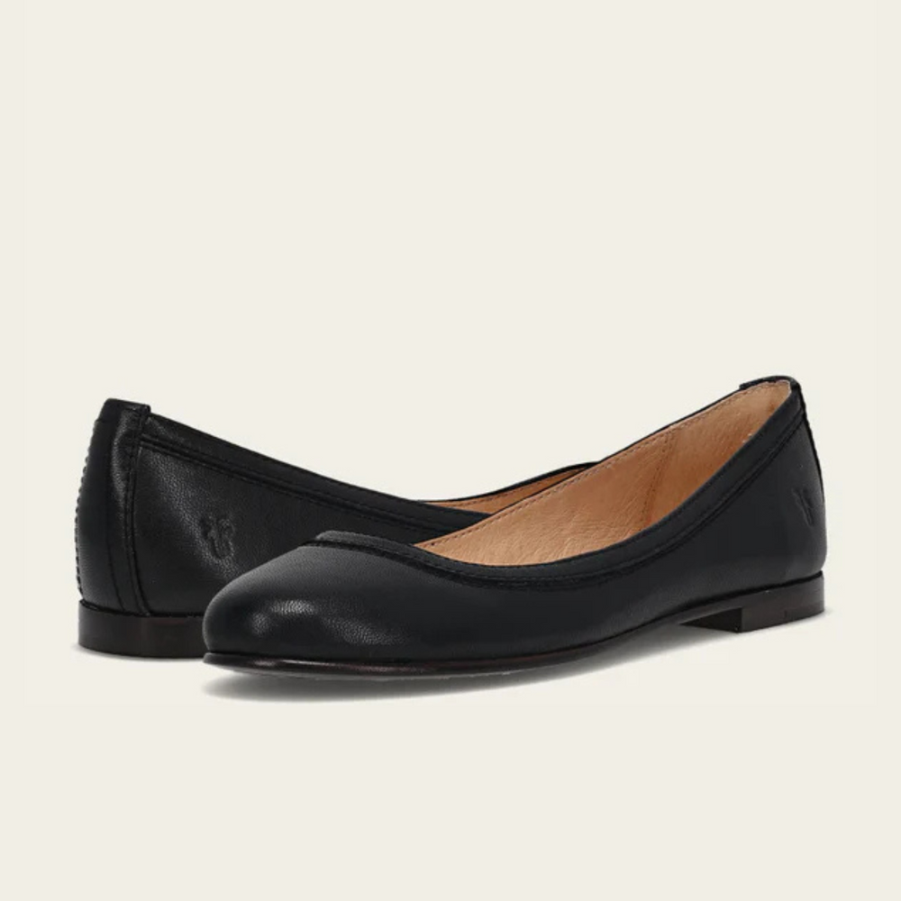 
                      
                        Black leather flats from FRYE
                      
                    