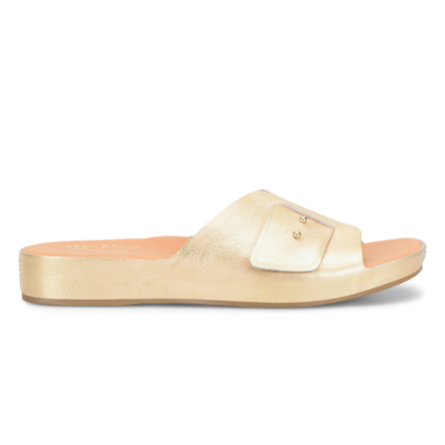 Women's gold metallic slide sandal from Kork-Ease