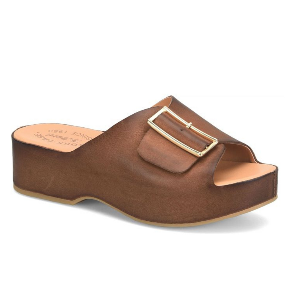 The Kork-Ease York Flatform Sandal in the color brown