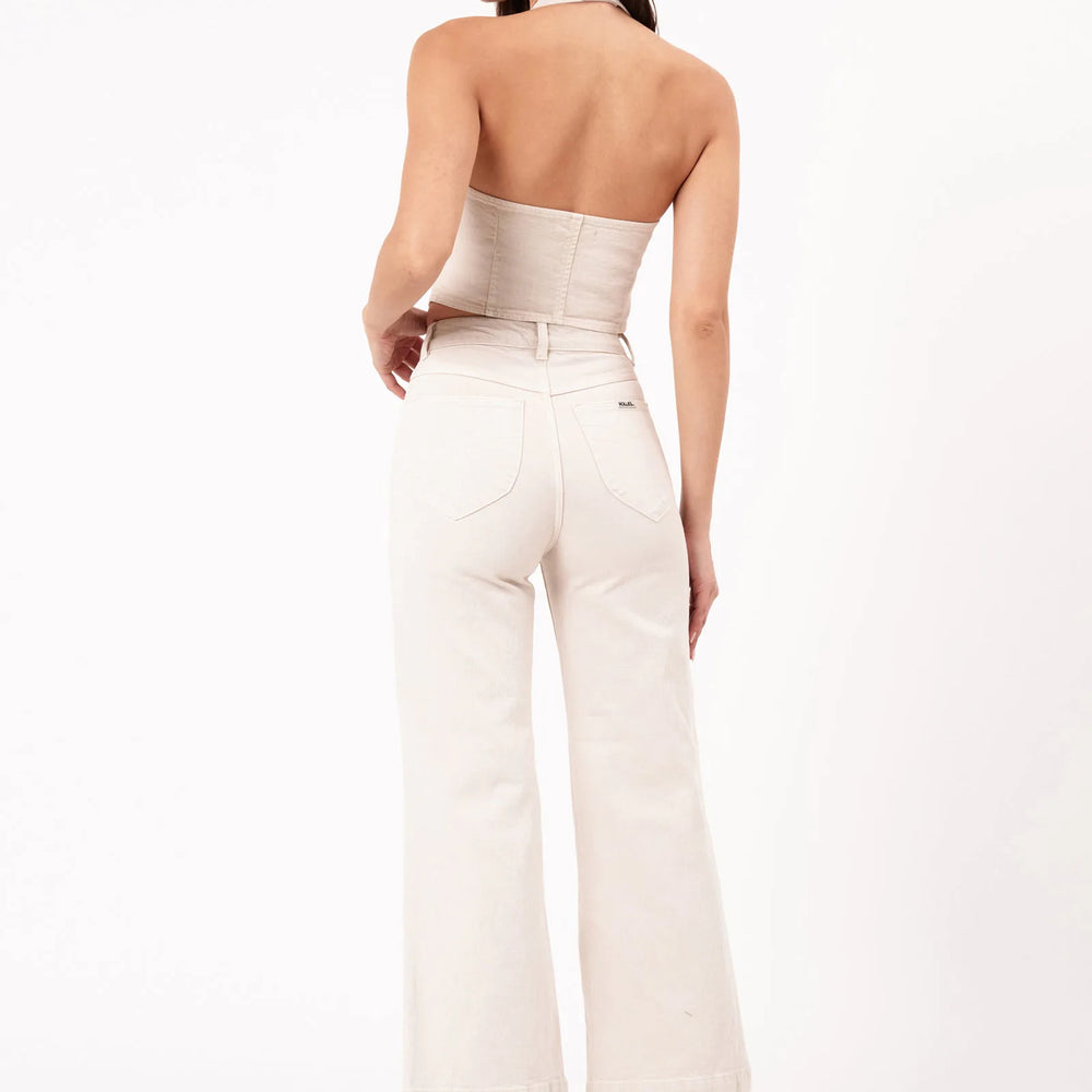 Back view of Rolla's Comfort Off White Sailor Jeans