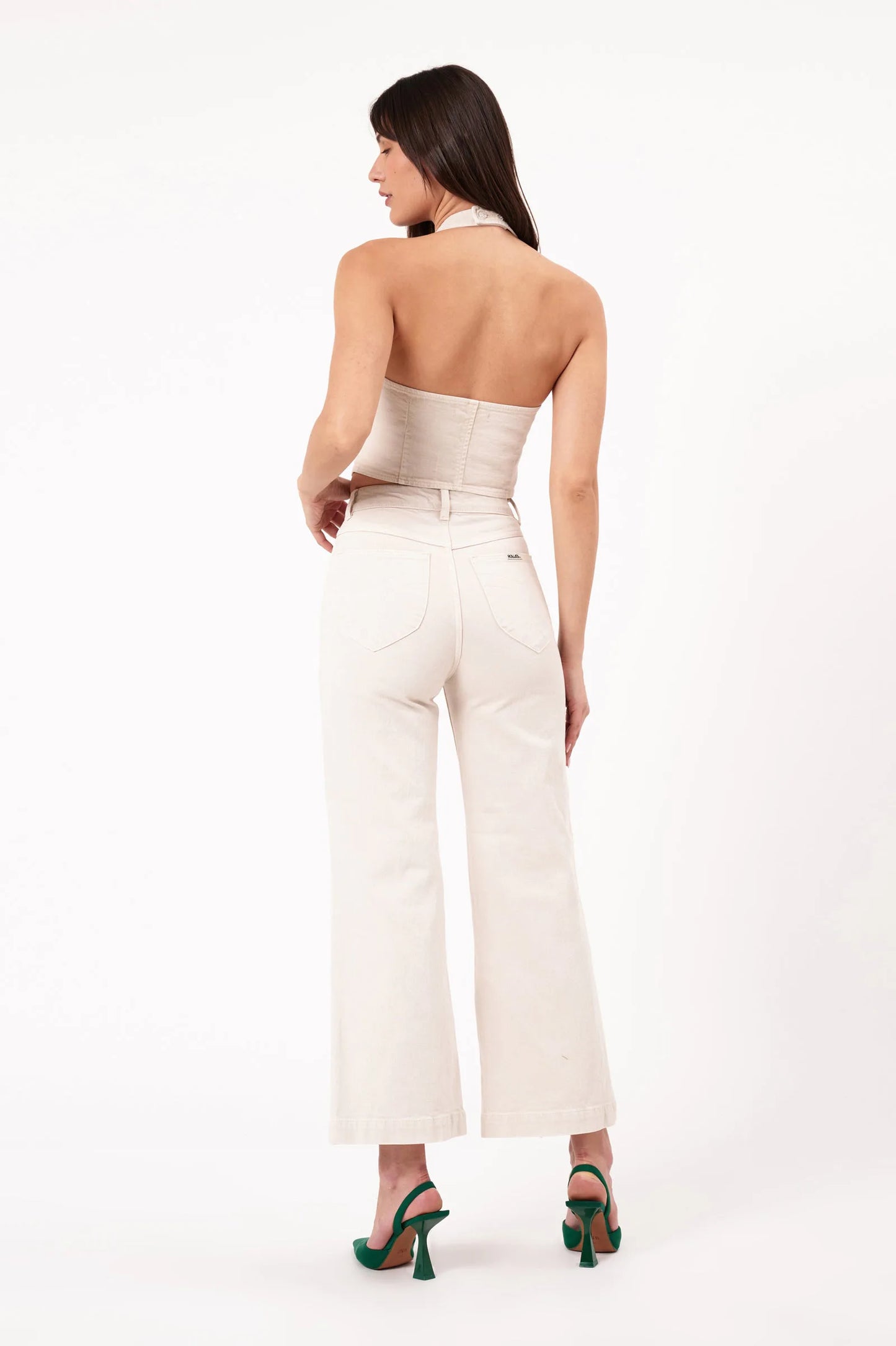 Back view of Rolla's Comfort Off White Sailor Jeans