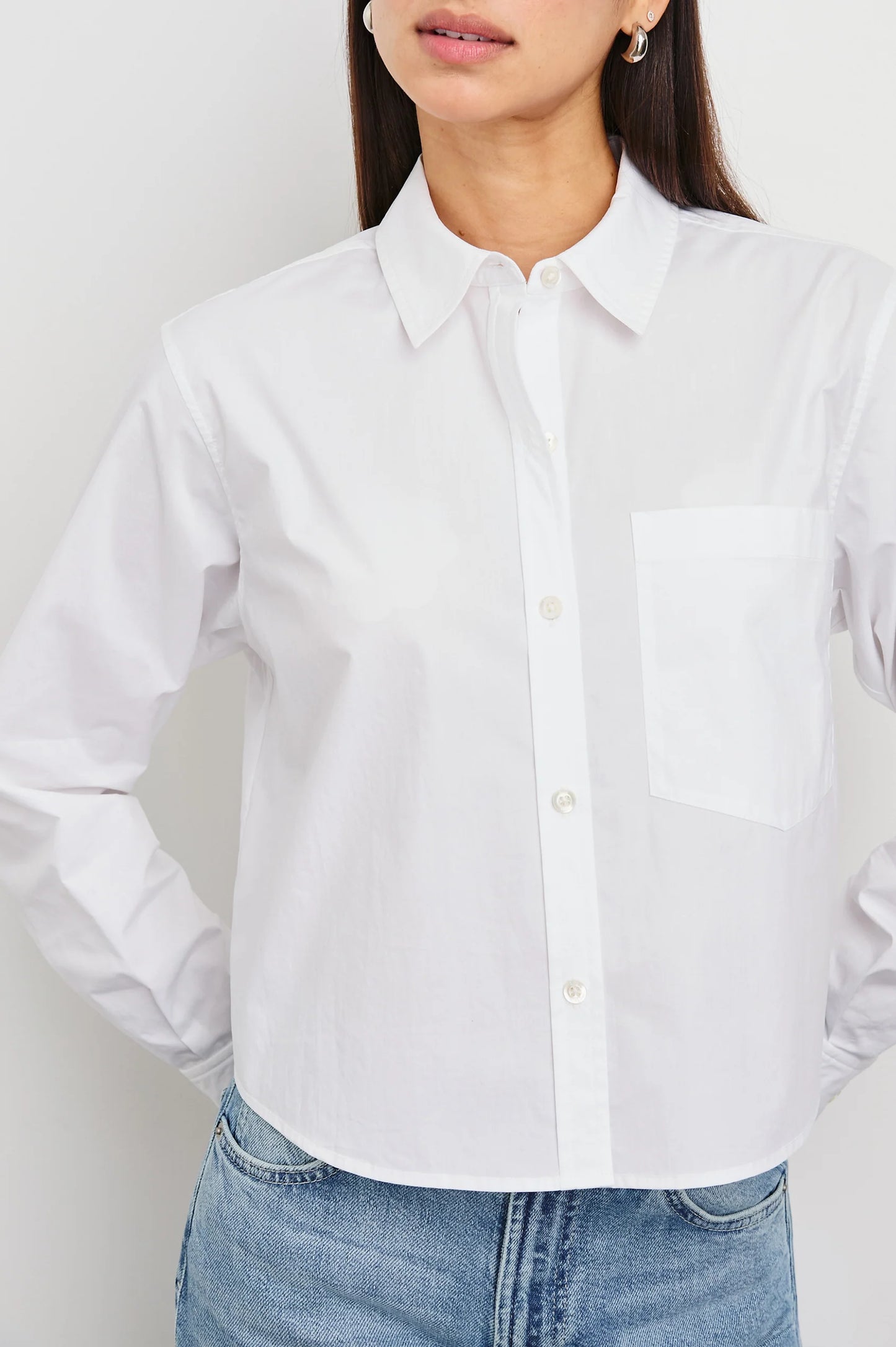 Rails gives a modern take on the classic button down shirt with the Ramy, which offers a cool cropped hem. 