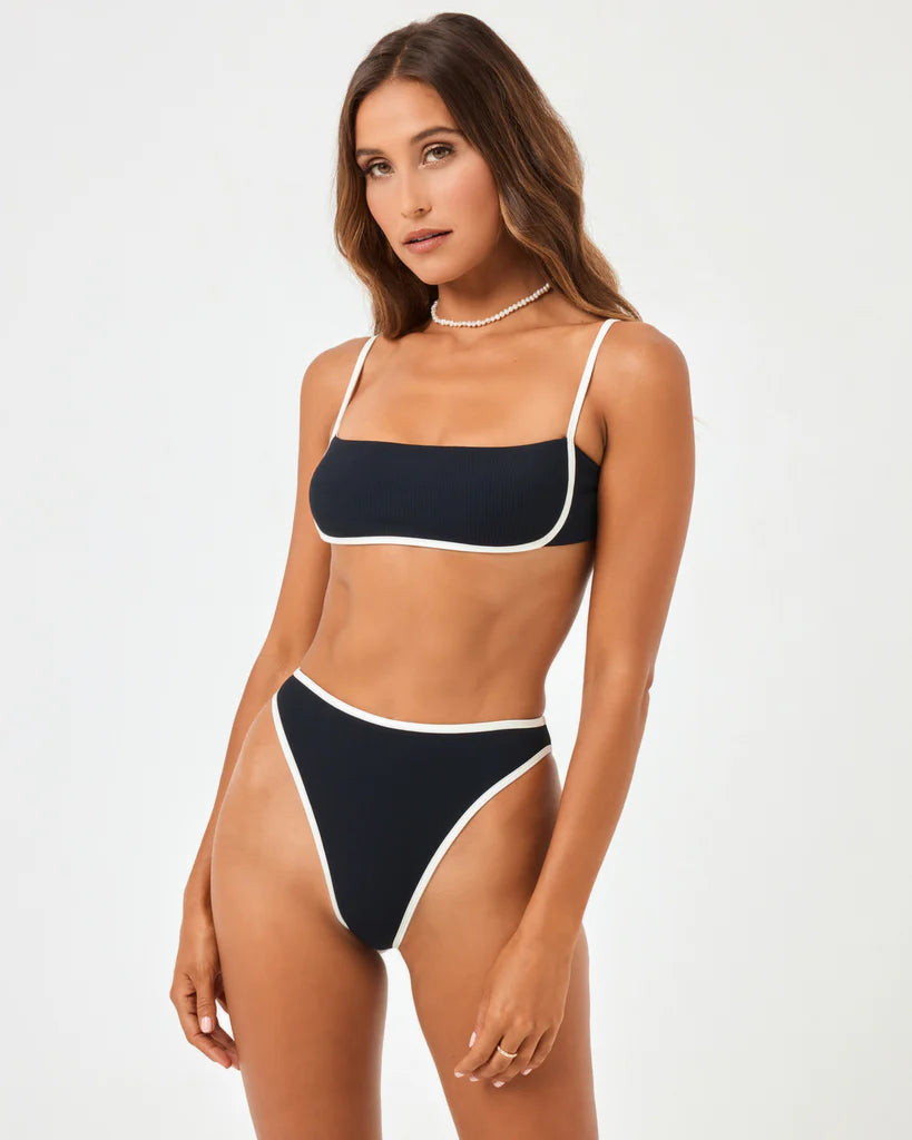 LSPACE Ribbed Nora Bikini Bottom in the colors Black/Cream