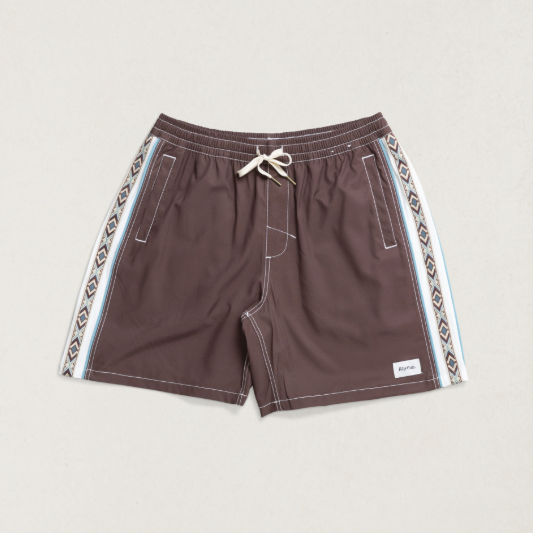 Rhythm Panel Stripe Men's Beach Shorts in the color Chestnut