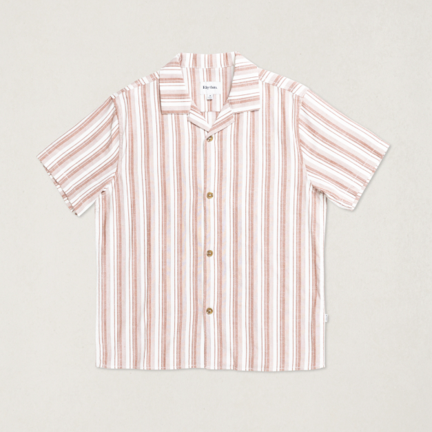 Rhythm Vacation Stripe Short Sleeve Shirt in the color Natural