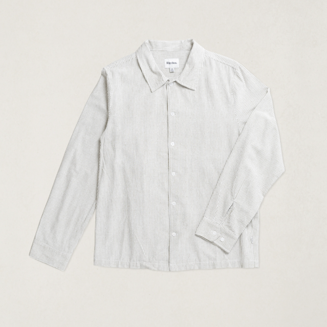 Rhythm Bank Stripe Long Sleeve Shirt in Olive