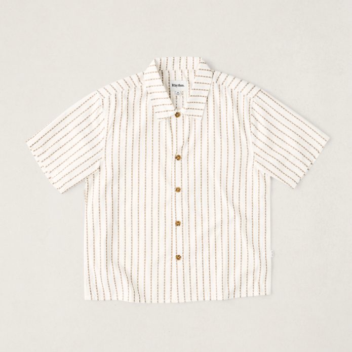 Rhythm Vacation Stripe Crop Short Sleeve Shirt in Multi