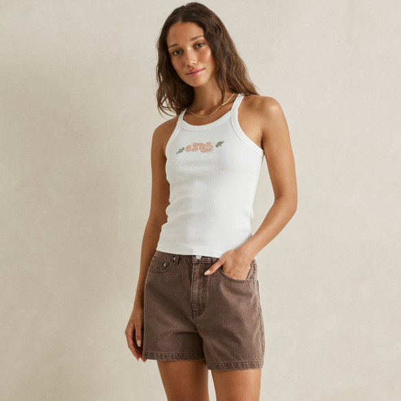 Rhythm Women's Staple Denim Shorts in Chocolate
